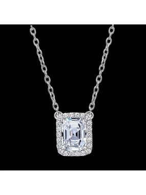 NWT LaFonn Platinum Plated Sterling Silver Simulated Diamond Pendant Necklace
